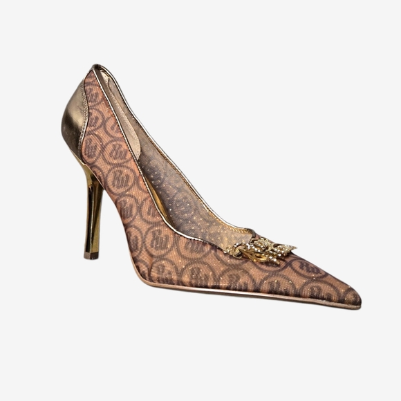 Y2k Deadstock Rocawear Gold Brown Patterned Pointed-Toe Stiletto Pumps!